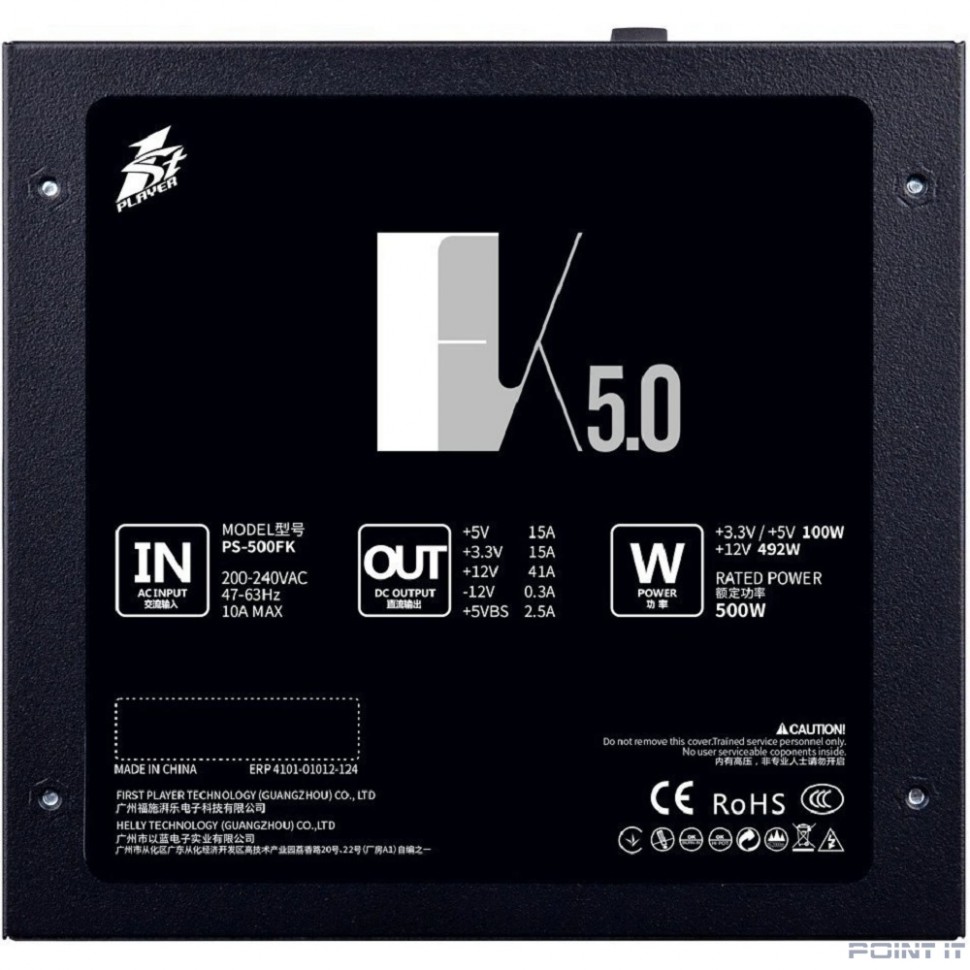 1STPLAYER Блок питания FK 500W / ATX 2.4, APFC, 120mm fan / PS-500FK
