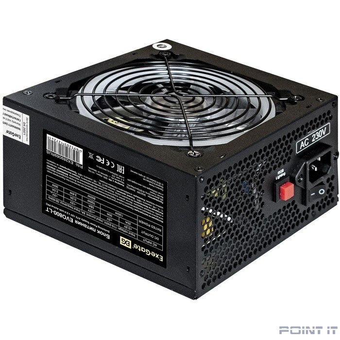 Exegate EX289069RUS БП 800W ExeGate EVO800-LT ATX, APFC, 12cm RGB fan, 24p, (4+4)p, PCI-E, 5SATA, 3IDE, black