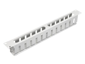 Кабельный органайзер 19, 1U, металлический, с металл. крышкой, металл. кольца, серый SB