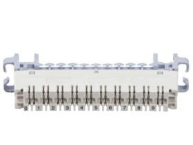 Плинт ТК с нормально замкнутыми контактами, PBT, 10 пар, cat,5e, металлические контакты, универсальный, нумерация (0-9), бело-серый NETKO Optima