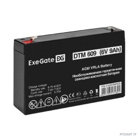 Exegate EX297508RUS Аккумуляторная батарея DTM 609 (6V 9Ah, клеммы F2)