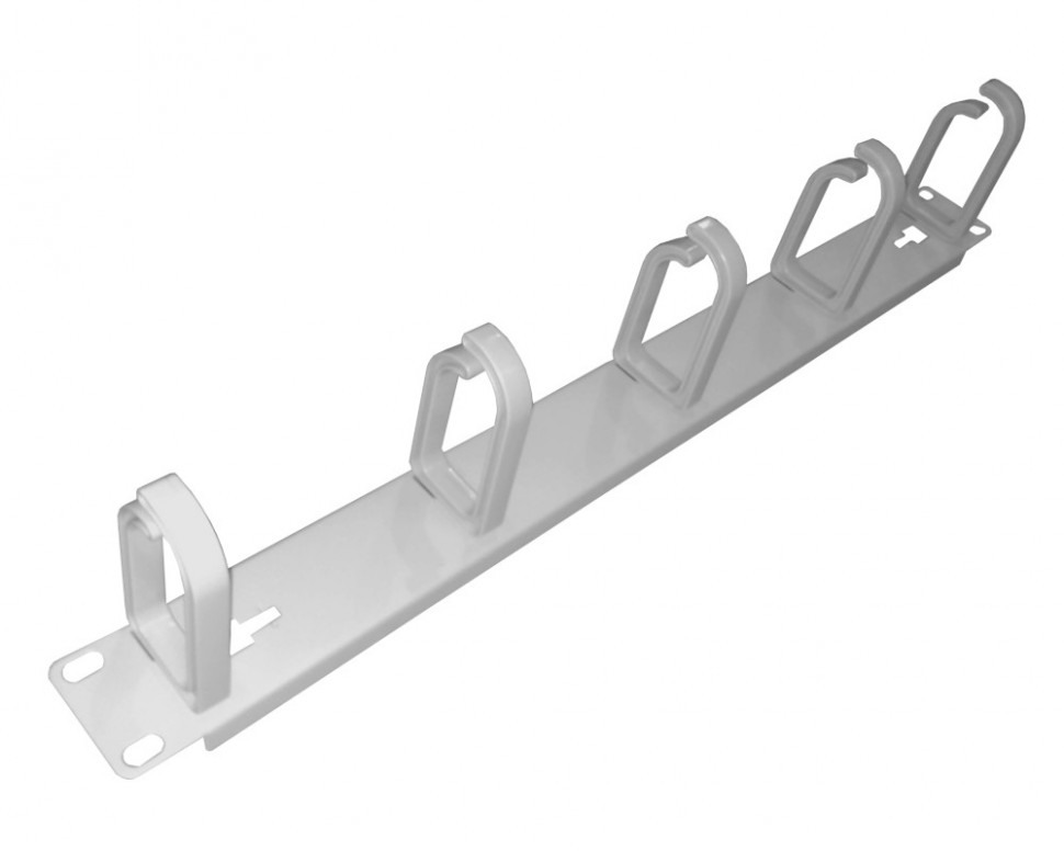 Кабельный органайзер 19, 1U, металлический, 5 пластик. колец, серый J