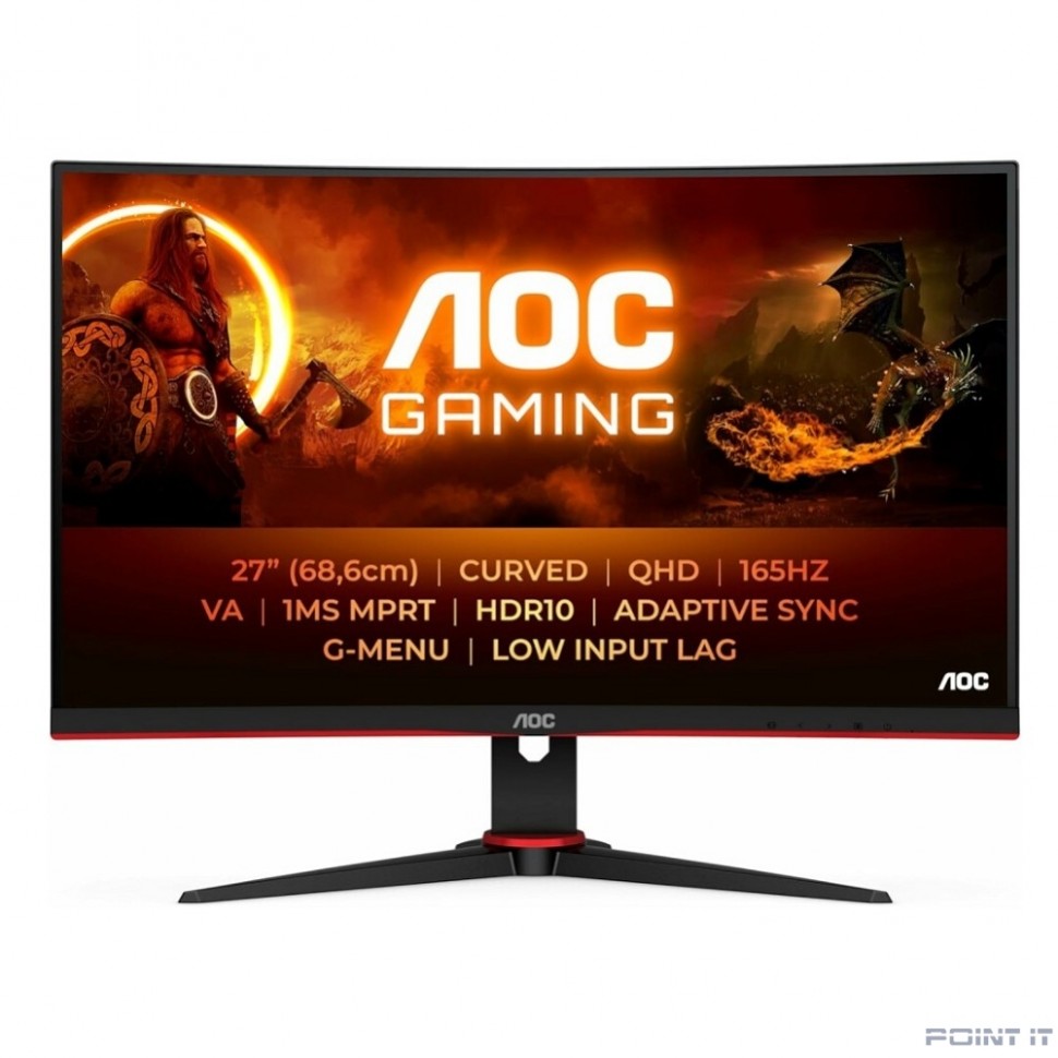 Монитор LCD AOC 27" CQ27G2SE Black-Red {VA curved 2560x1440 165Hz 1ms 178/178 250cd 2xHDMI2.0 DisplayPort1.4 высота}