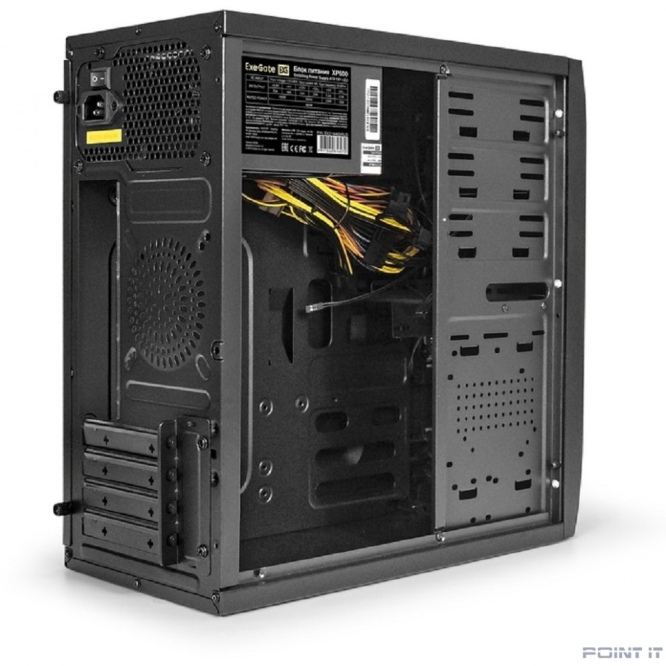 Exegate EX272748RUS Корпус Minitower Exegate QA-412U Black, mATX, <XP600, Black, 120mm>, 2*USB+2*USB3.0, Audio