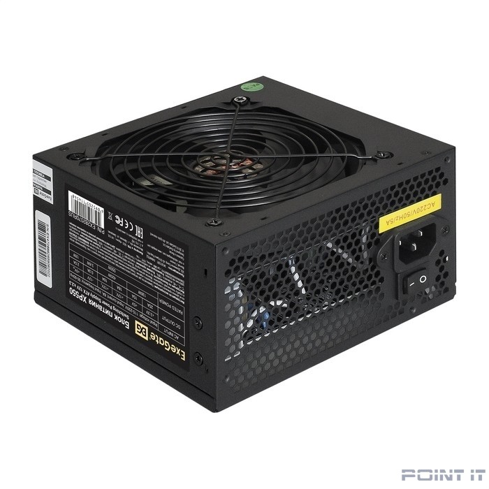 Exegate EX282070RUS-PC Блок питания 550W ExeGate XP550 (ATX, PC, 12cm fan, 24pin, 4pin, PCIe, 3xSATA, 2xIDE, black, кабель 220V в комплекте)