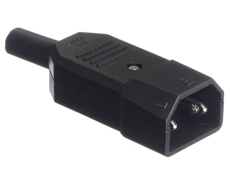 Разъем питания, гнездо IEC С14, на кабель, черный