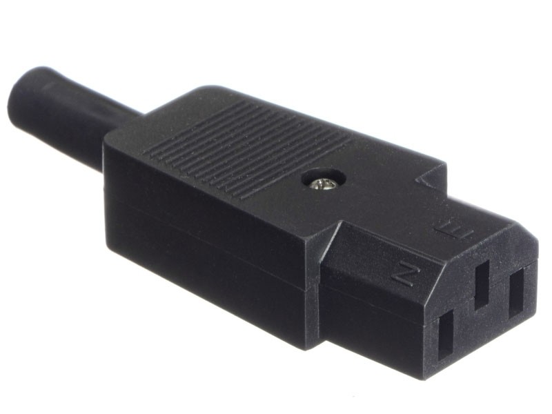 Разъем питания, штекер IEC С13, на кабель, черный