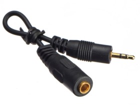 Переходник гнездо 3,5 мм стерео - штекер 2,5 мм стерео, прямой, шнур 10 см, позолоченные контакты, Netko