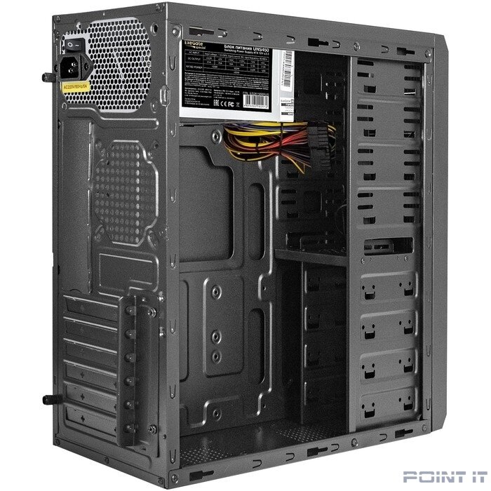 Exegate EX299343RUS Корпус Miditower ExeGate UN-605B-UNS450 (ATX, БП UNS450 с вент. 12см, 2*USB, аудио, блокировка, черный)