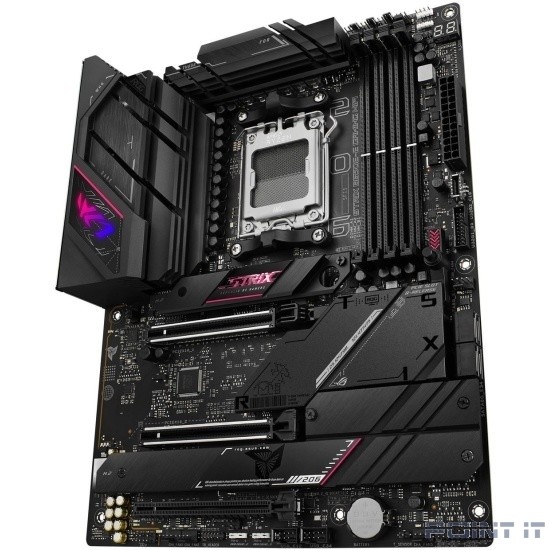 ASUS ROG STRIX B650E-E GAMING WIFI (Socket AM5, ATX, 4xDDR5(128GB), HDMI 2.1/DP, 2xPCIe 5.0x16/1xPCIe 4.0x16, 1xLAN (2.5GbE), Wi-Fi, BT, 4xSATA 6Gb/s, 4xM.2, 2xUSB-C, 6xUSB 3.2, 4xUSB 2.0)